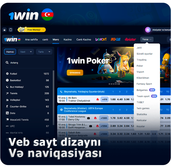 1Win veb saytında necə naviqasiya etmək olar